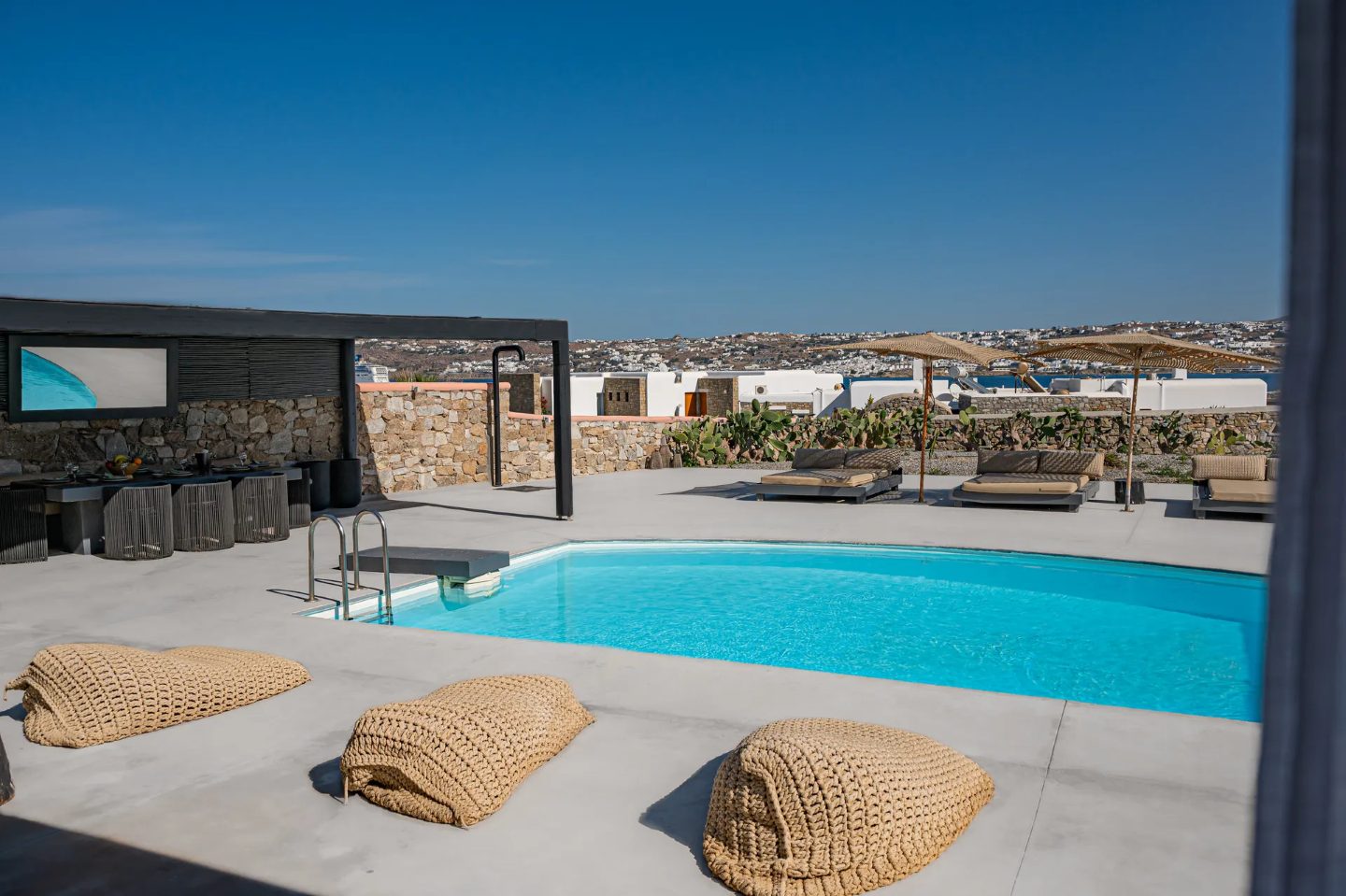 Villa Stone Mykonos - 5 berdoom villa | View of Mykonos Windmills