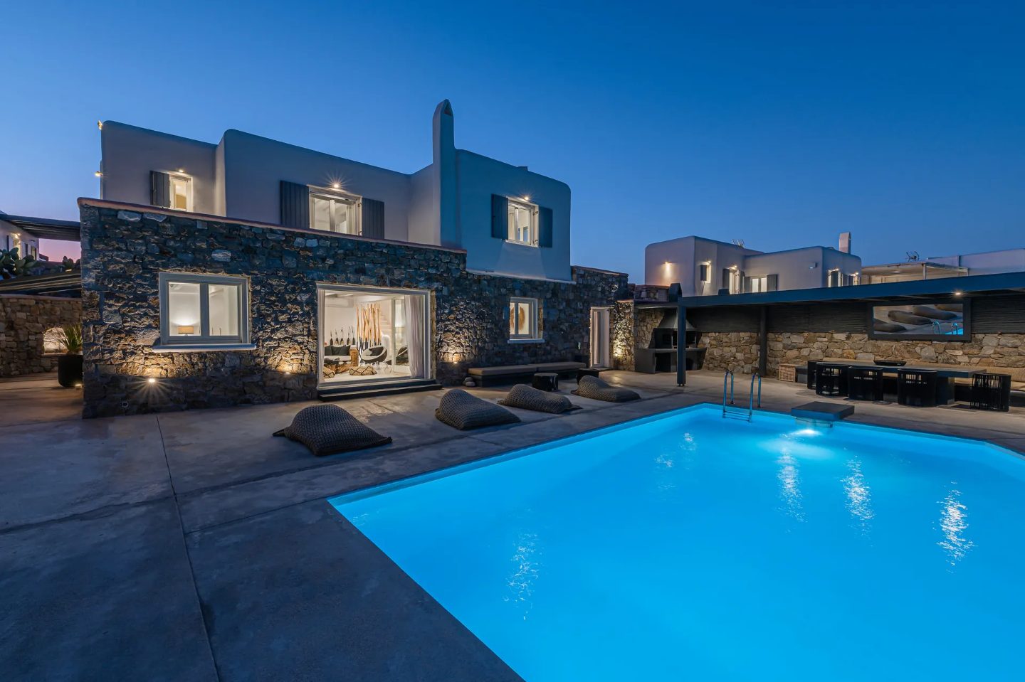 Villa Stone Mykonos - 5 berdoom villa | View of Mykonos Windmills
