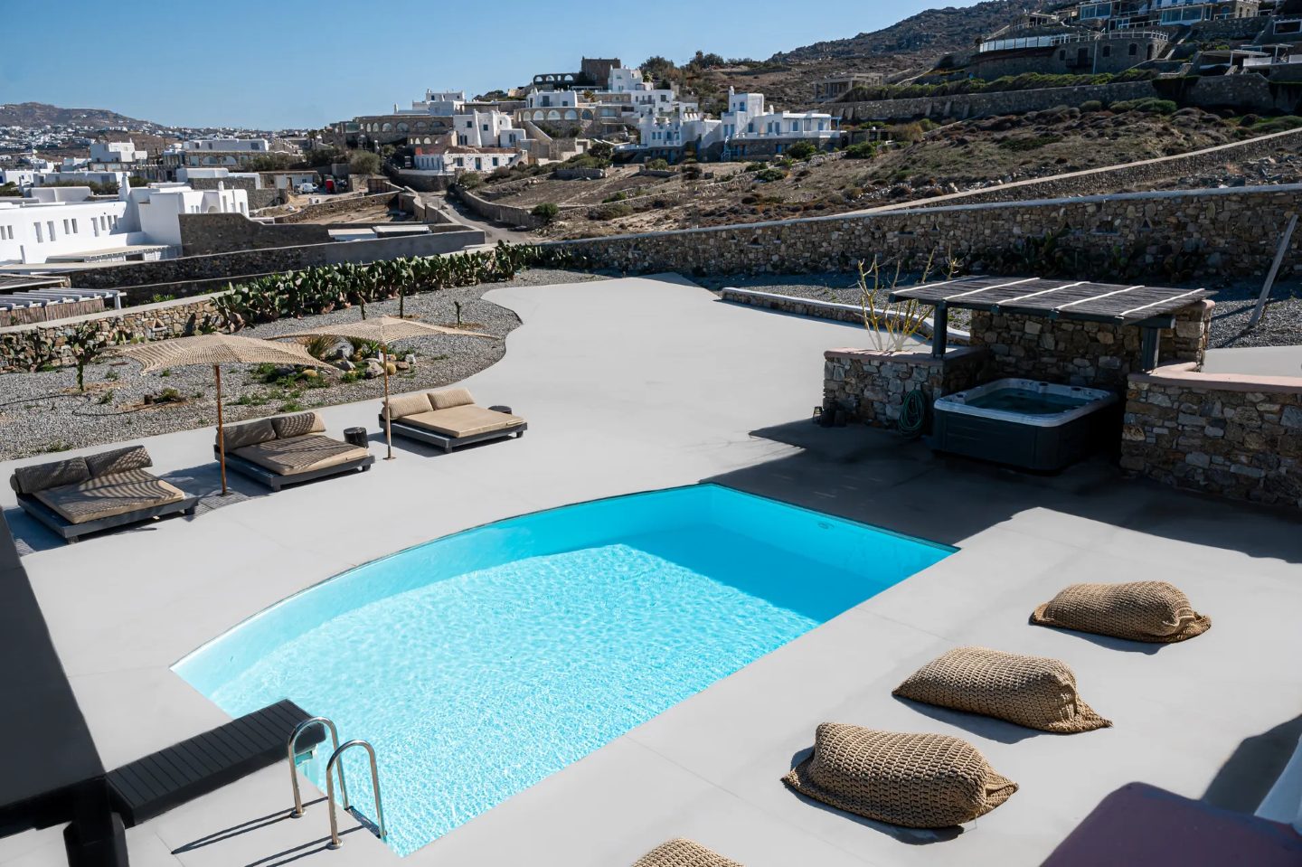 Villa Stone Mykonos - 5 berdoom villa | View of Mykonos Windmills